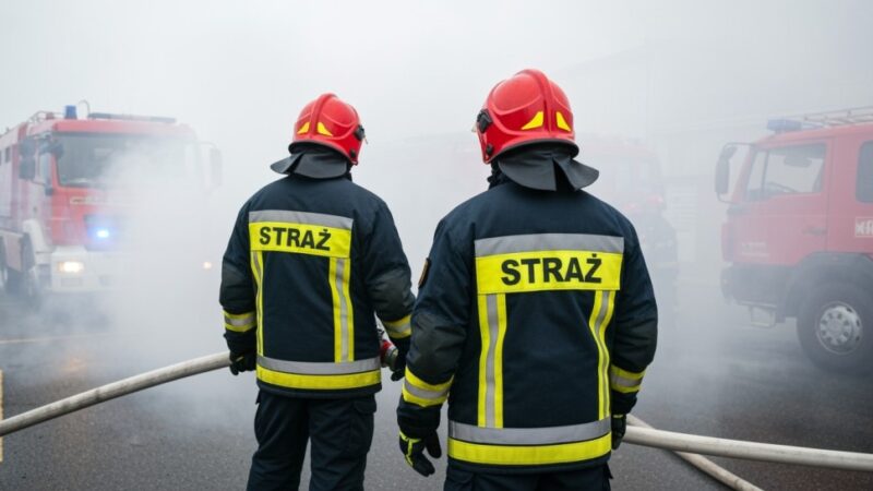 Pożar w zakładzie opon w Szczecinie: 35-latek w szpitalu, mieszkańcy ostrzegani przed dymem